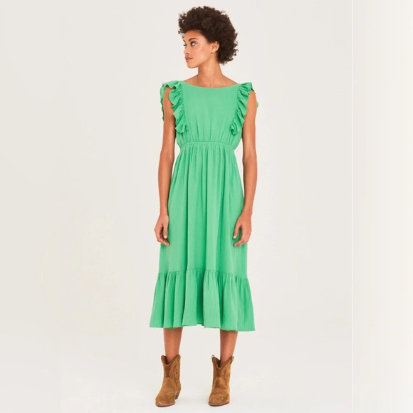 ba&sh Dresses & Skirts - BA&SH Joyce Ruffled Cotton Midi  Dress, size M
